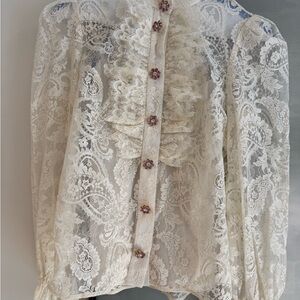 Zimmermann Floral Lace Blouse - Cream
